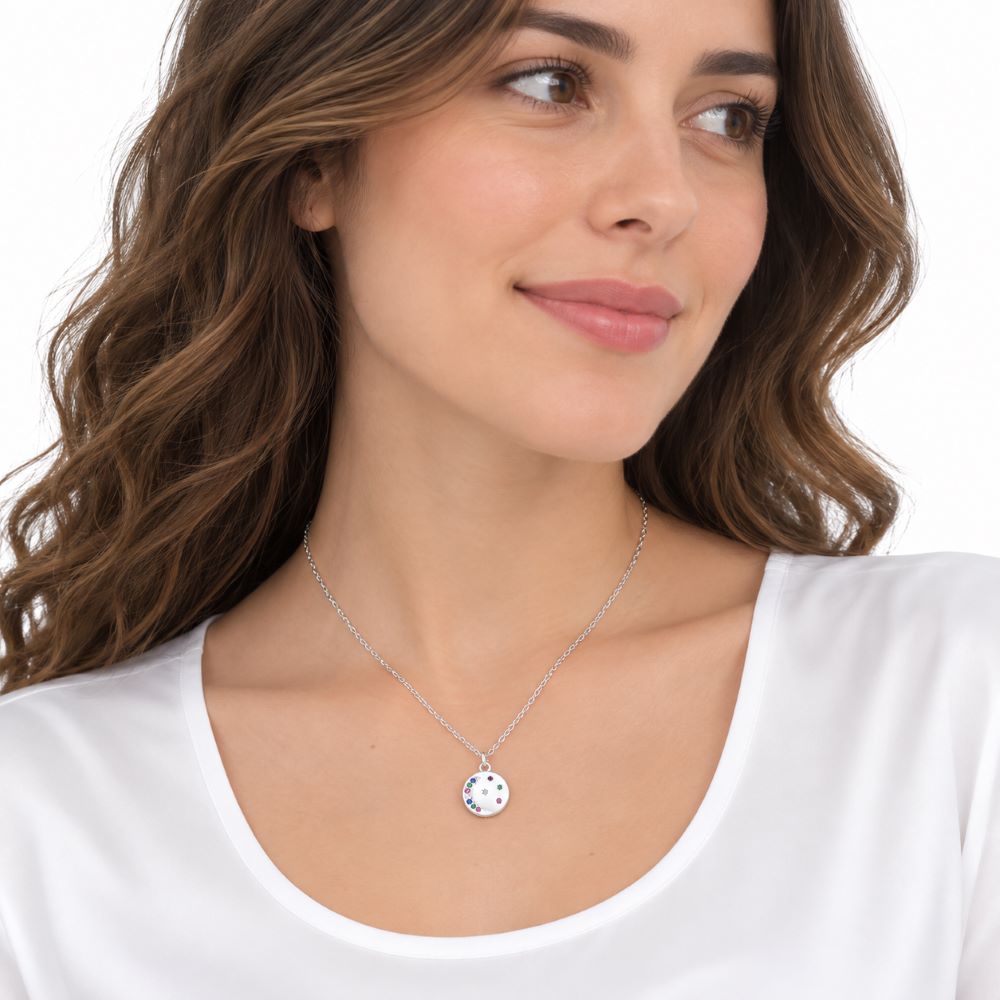 Collar Luna y  Estrellas Brillos - Plata