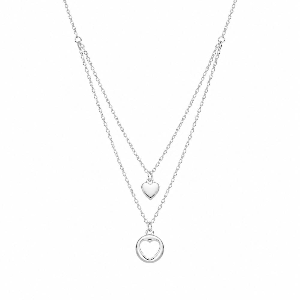 Collar Doble Corazón - Plata