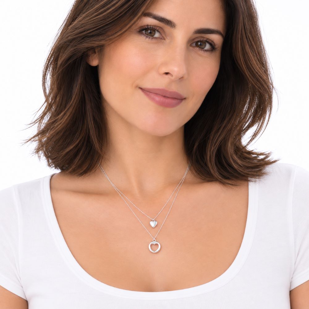 Collar Doble Corazón - Plata