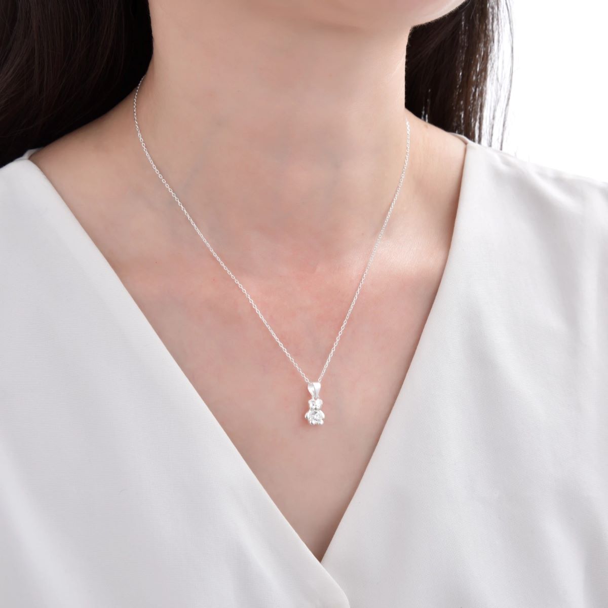 Collar Osito Punto de Luz - Plata