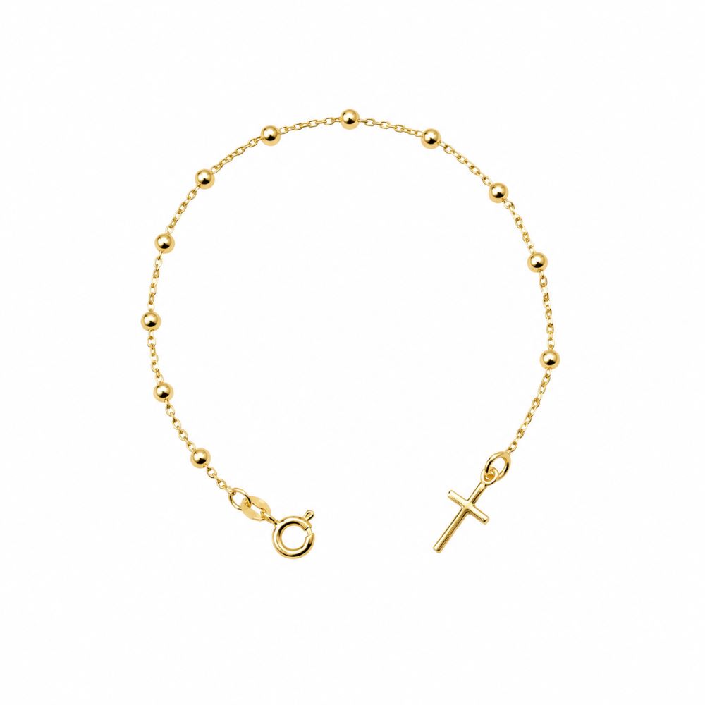 Pulsera Denario Cruz 3mm - Plata