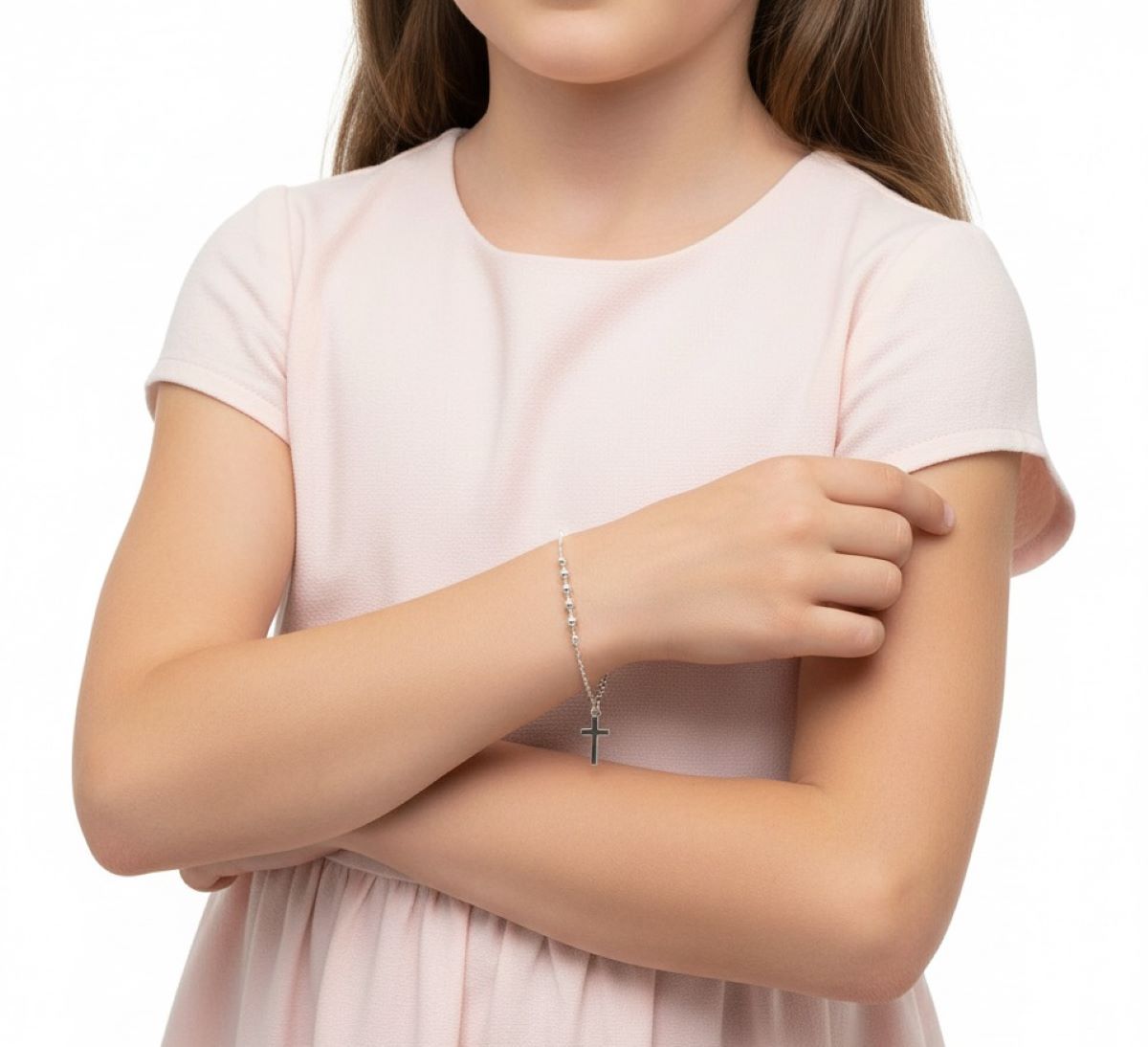 Pulsera Denario Cruz Lisa 3mm - Plata