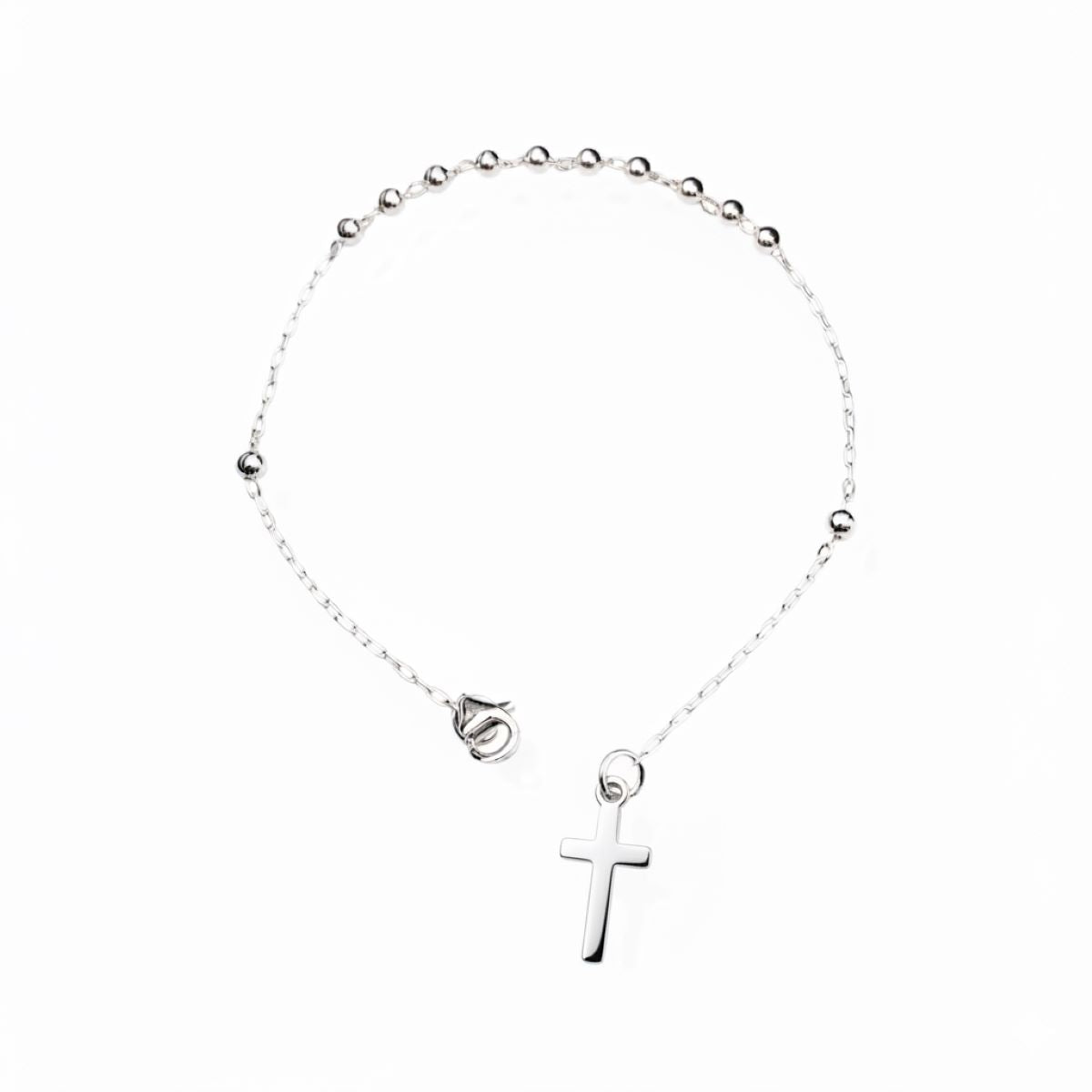 Pulsera Denario Cruz Lisa 3mm - Plata