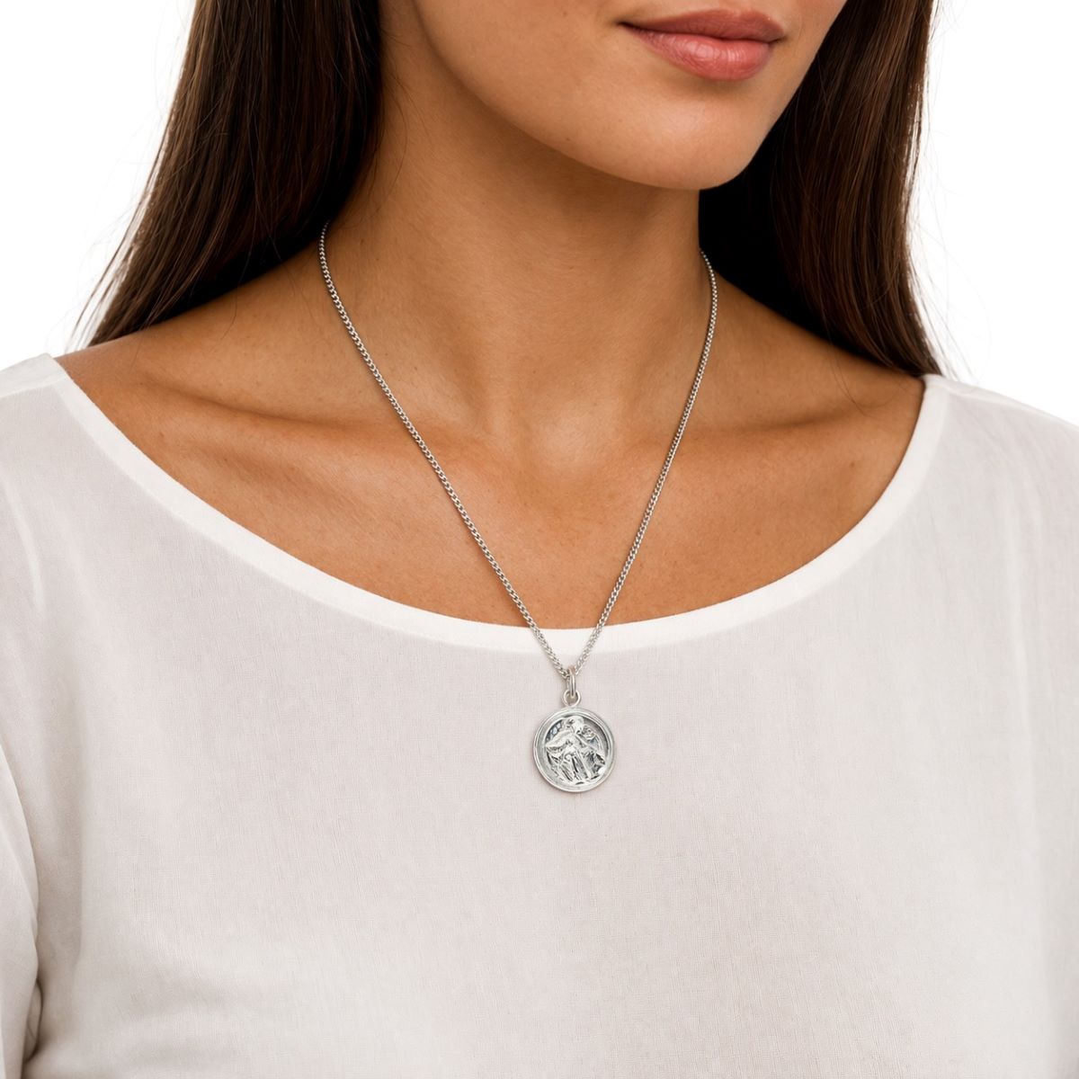 Dije Angel de la Guarda y Cadena - Plata