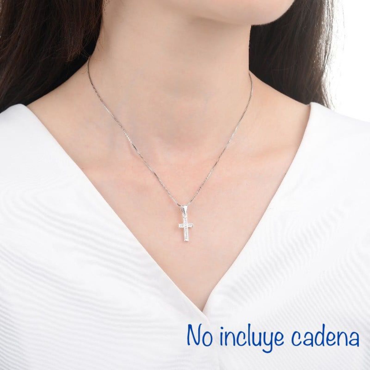 Dije Cruz con Cristales - Plata