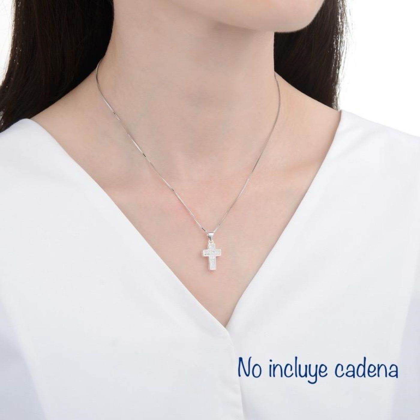 Dije Cruz con Brillos - Plata