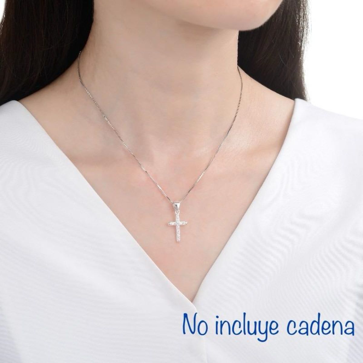 Dije Cruz con Cristales - Plata