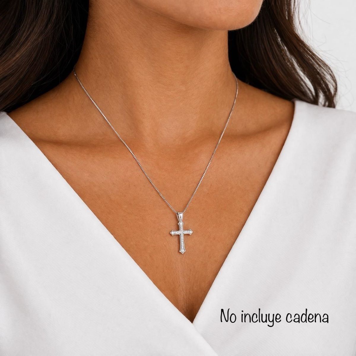 Dije Cruz Corazón Brillos - Plata