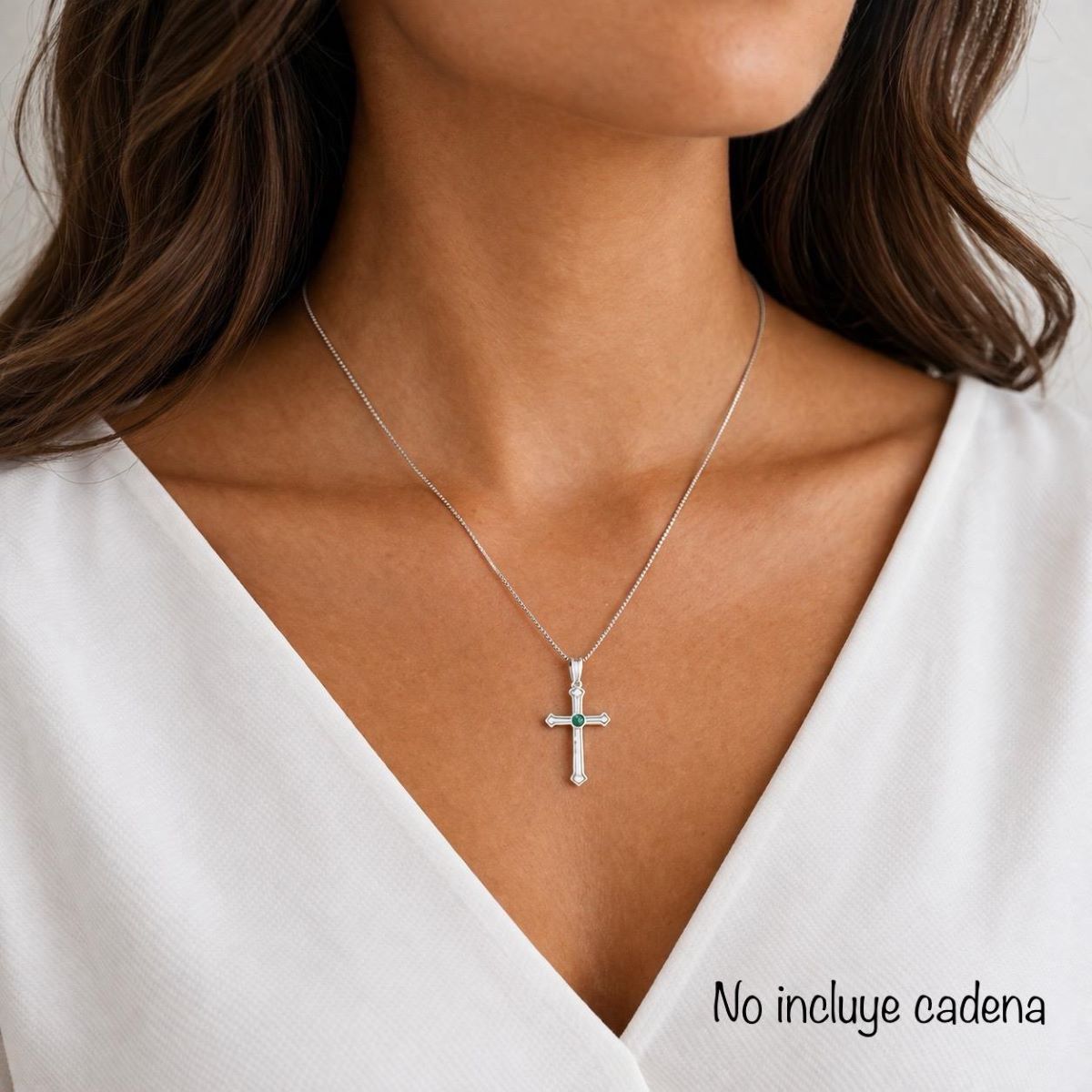 Dije Cruz Corazón Brillos - Plata