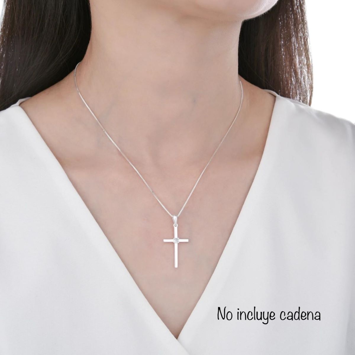 Dije Cruz con Punto de Luz - Plata