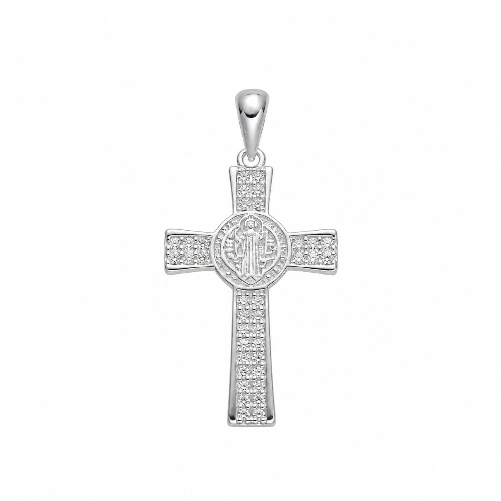 Dije Cruz San Benito Brillos - Plata