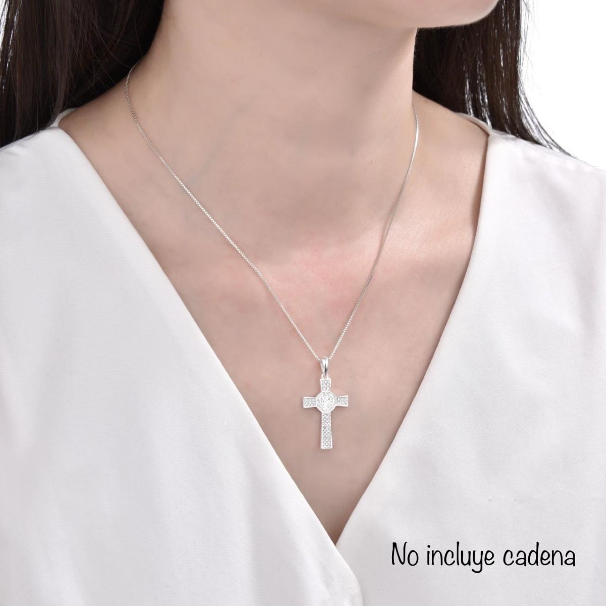 Dije Cruz San Benito Brillos - Plata