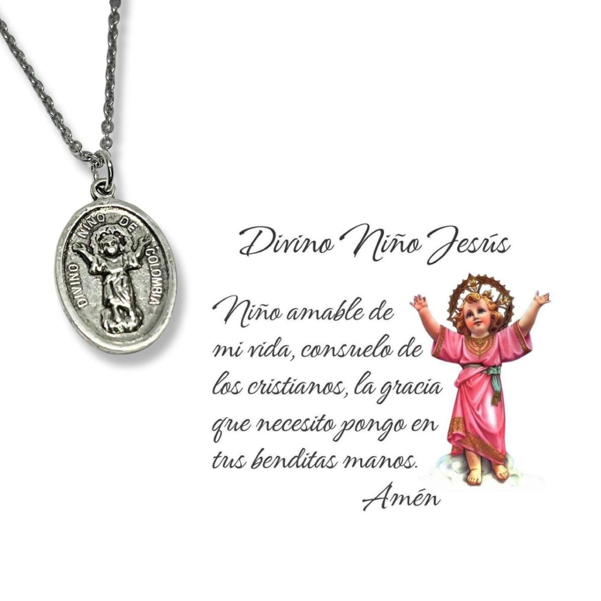 Dije Divino Niño y Cadena - Metal