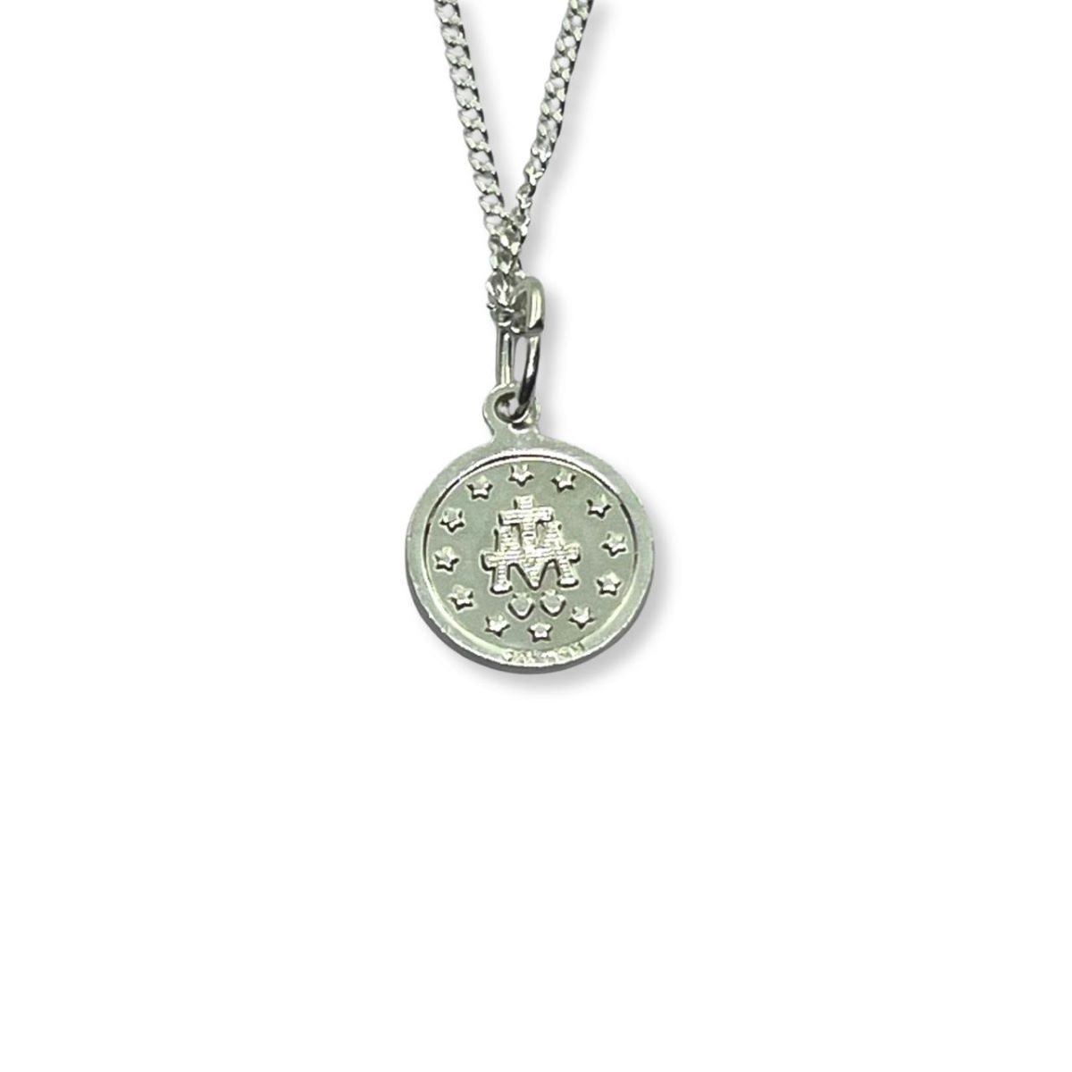 Dije Medalla Milagrosa 10mm y Cadena 40cm - Plata