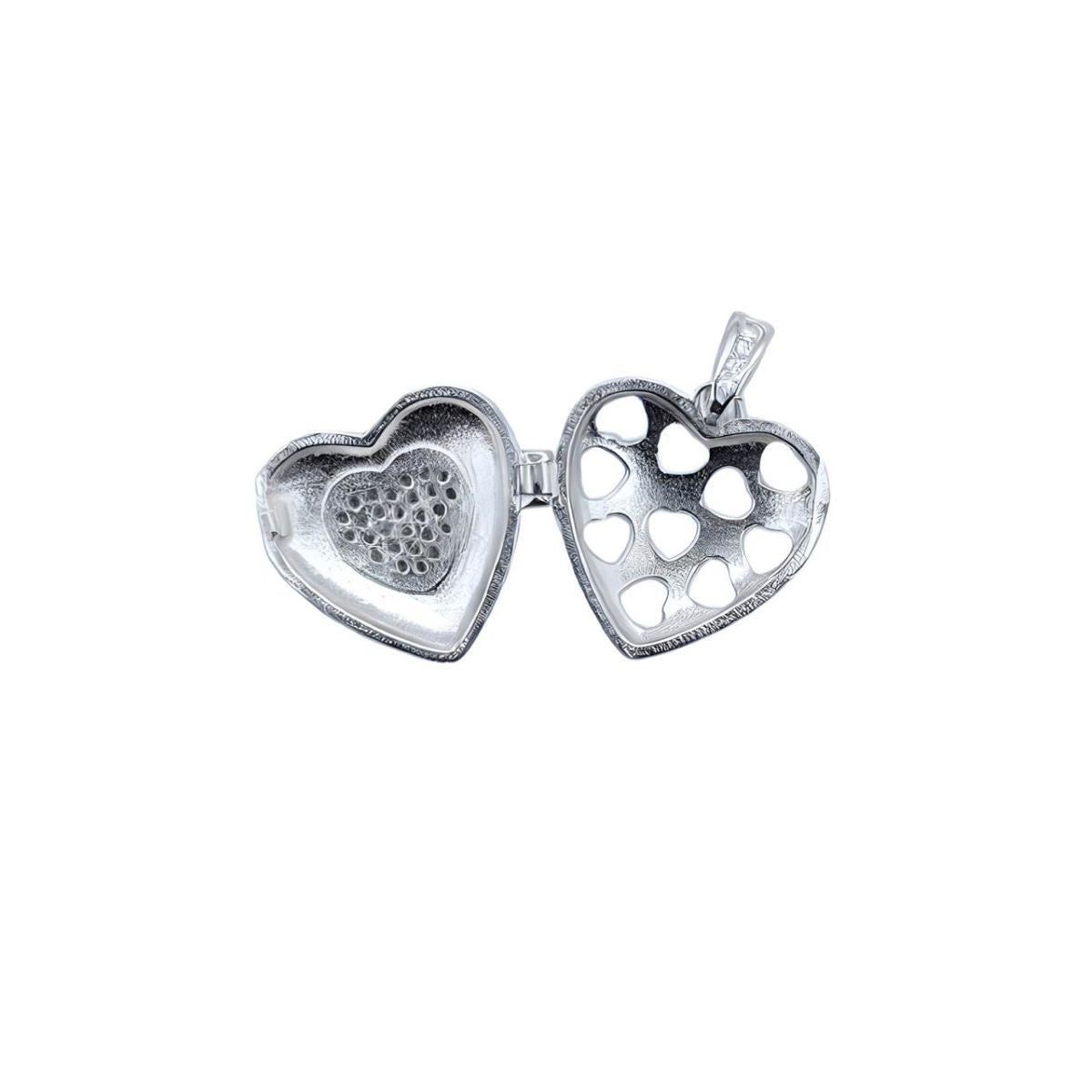 Dije Relicario Corazón con Brillos - Plata