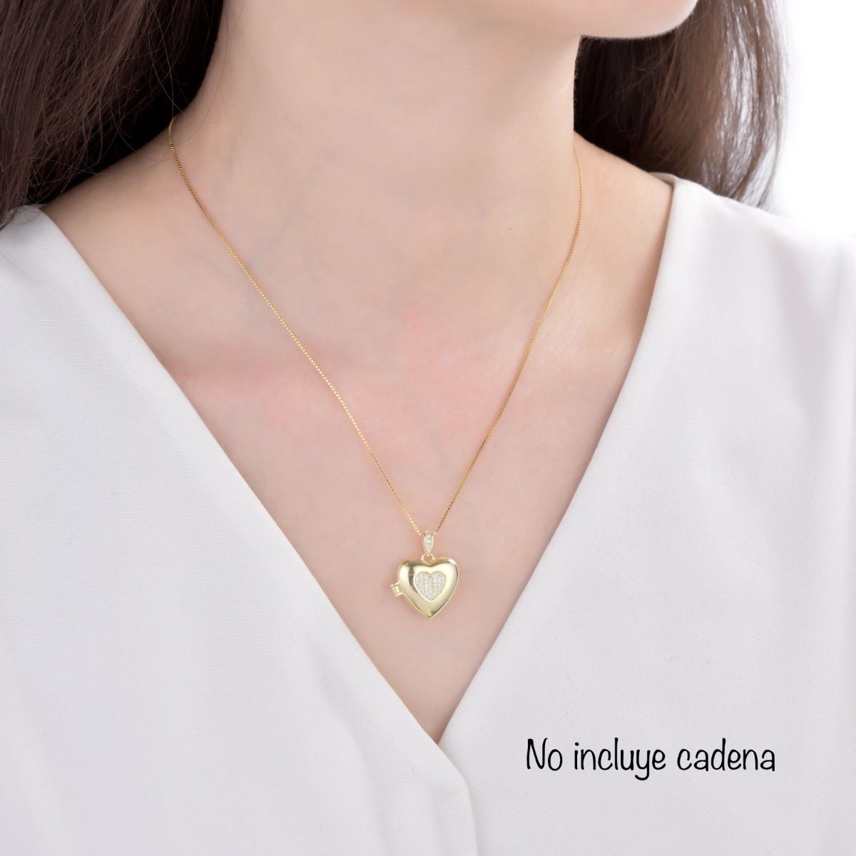 Dije Relicario Corazón con Brillos - Plata