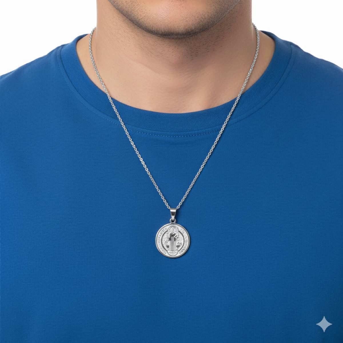 Dije de San Benito y Cadena - Acero