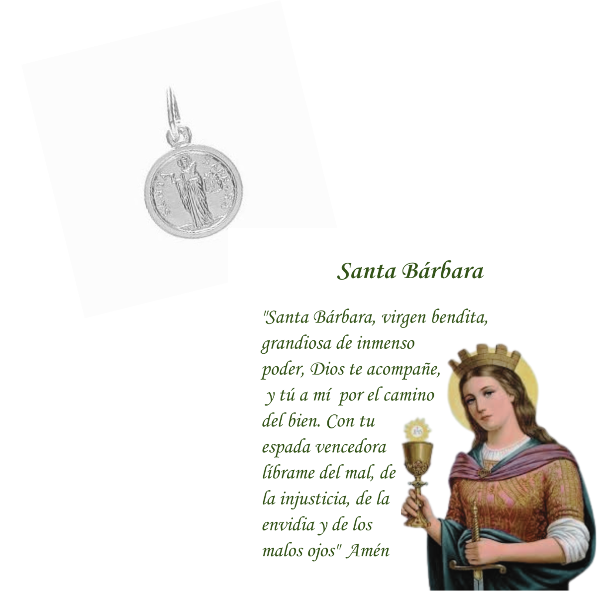 Dije Santa Bárbara 10mm - Plata