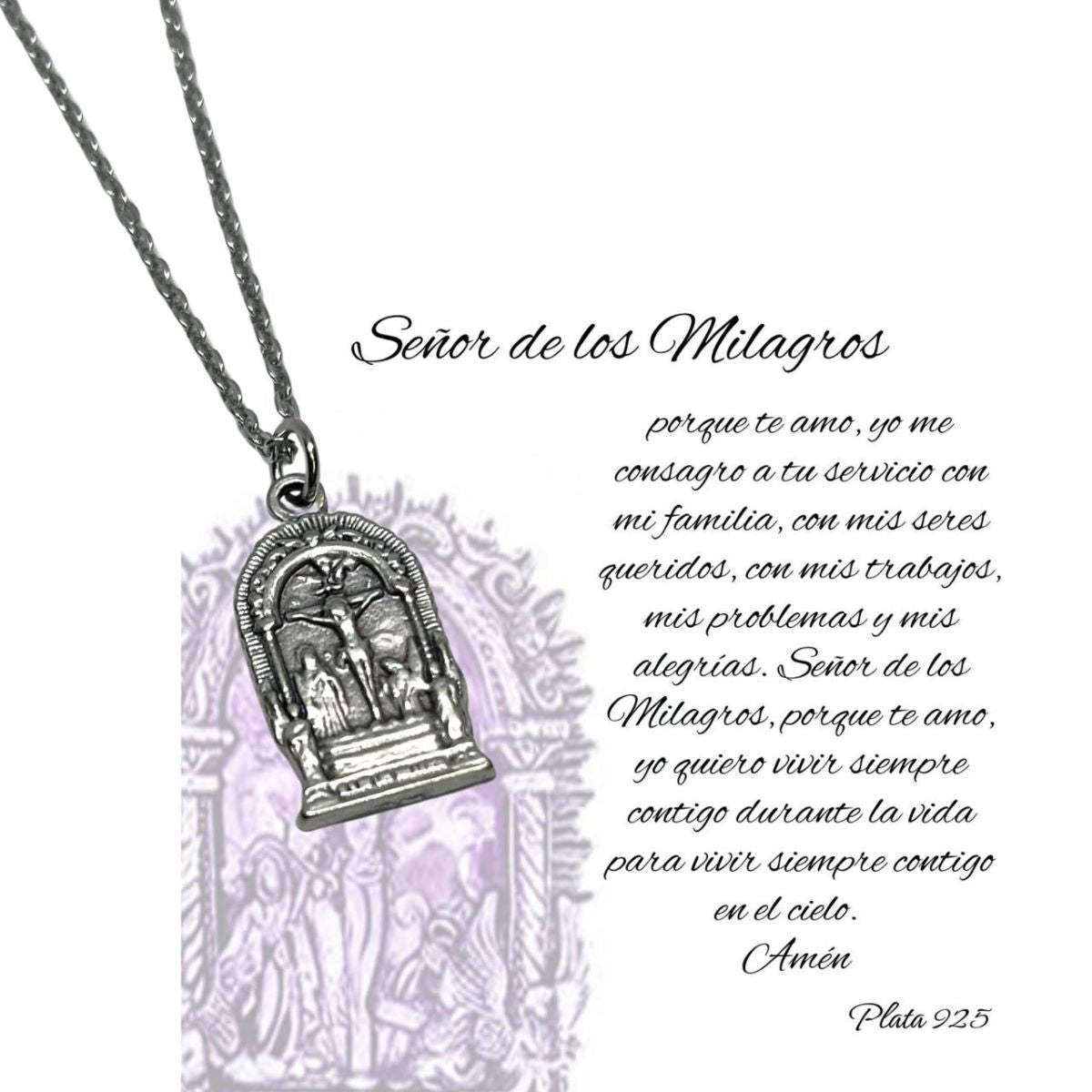 Dije Señor de los Milagros y Cadena - Metal