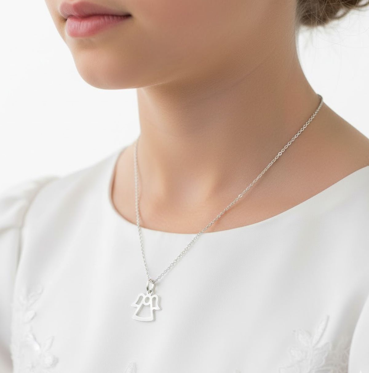 Dije Angel de la Guarda y Cadena - Plata