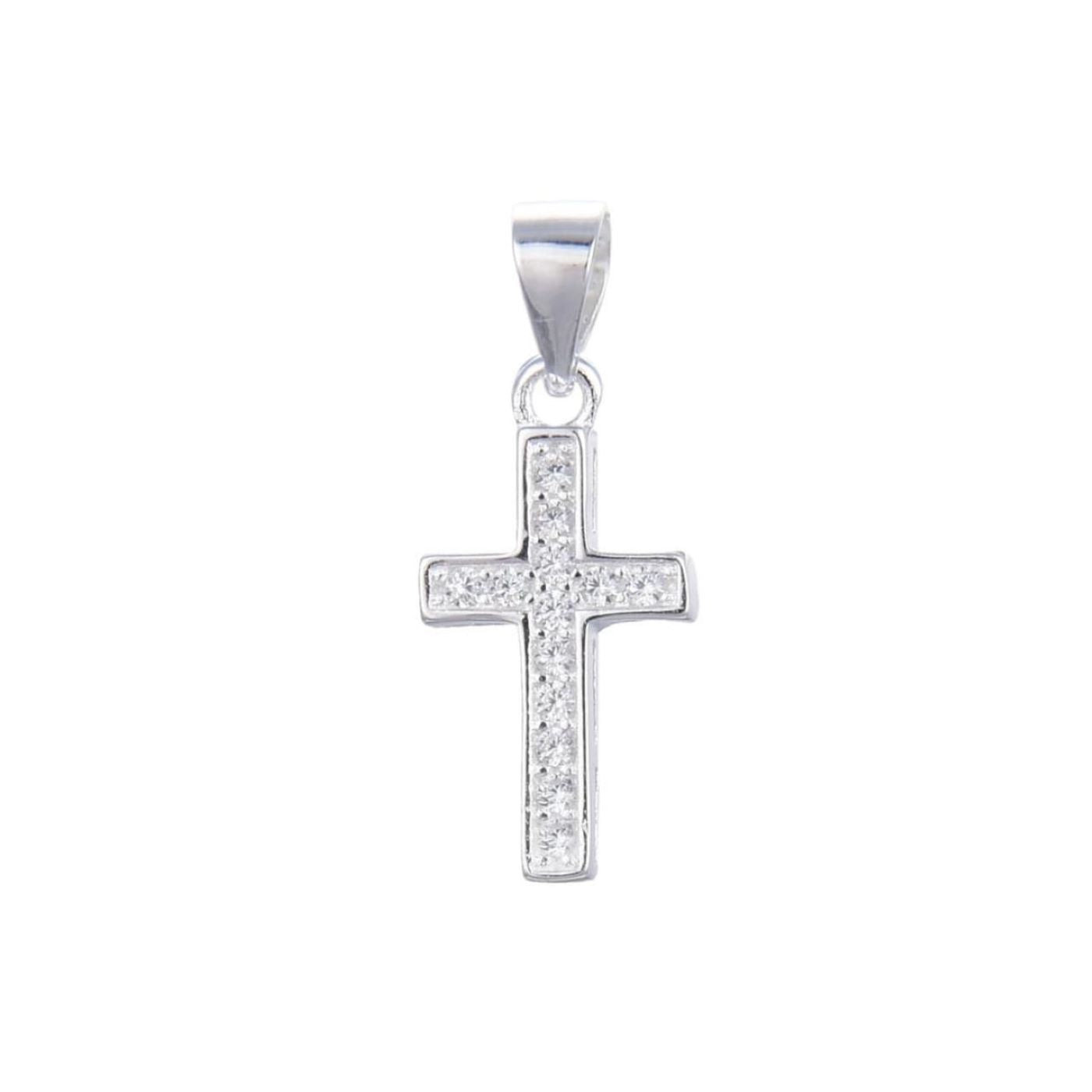 Dije Cruz con Brillos - Plata