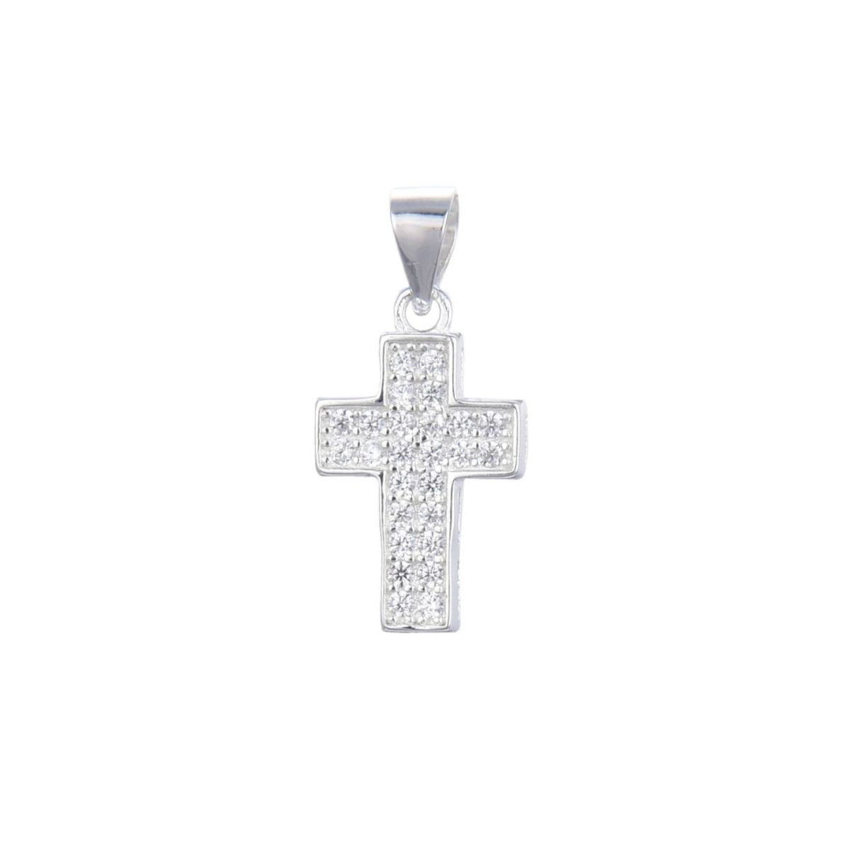 Dije Cruz con Brillos - Plata