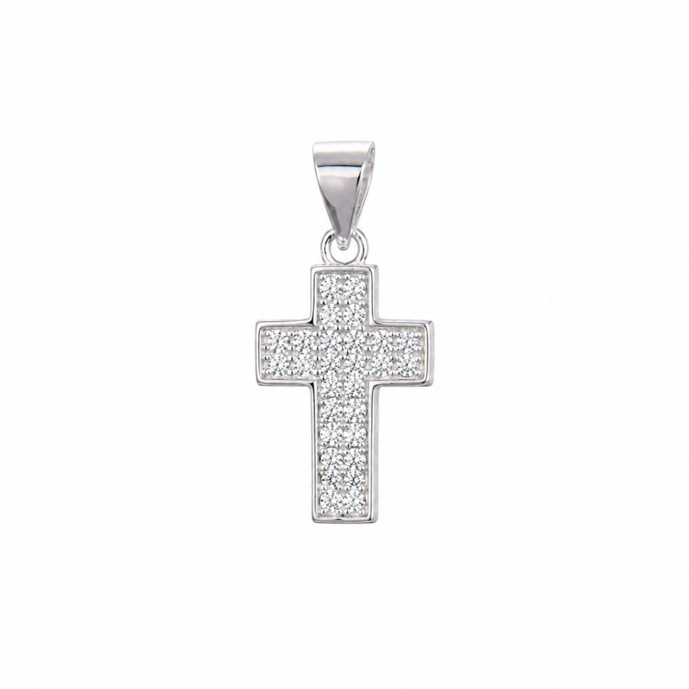 Dije Cruz con Brillos - Plata
