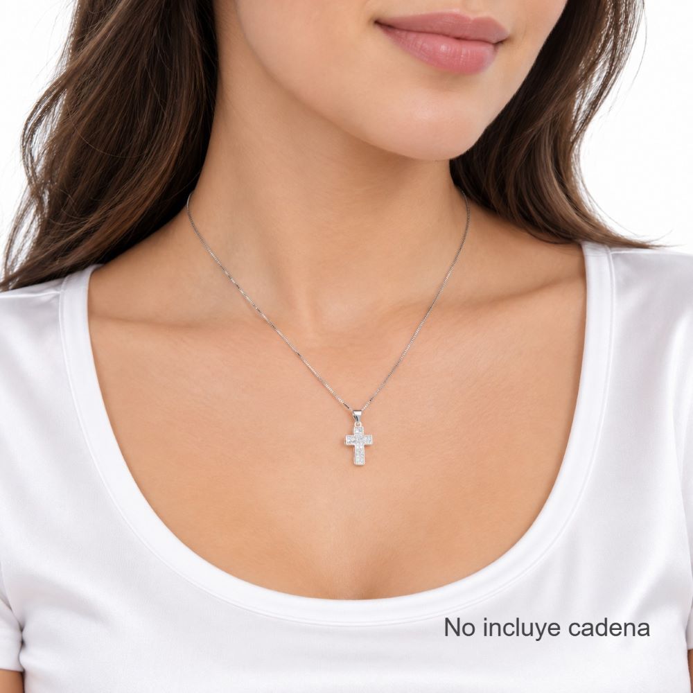 Dije Cruz con Brillos - Plata