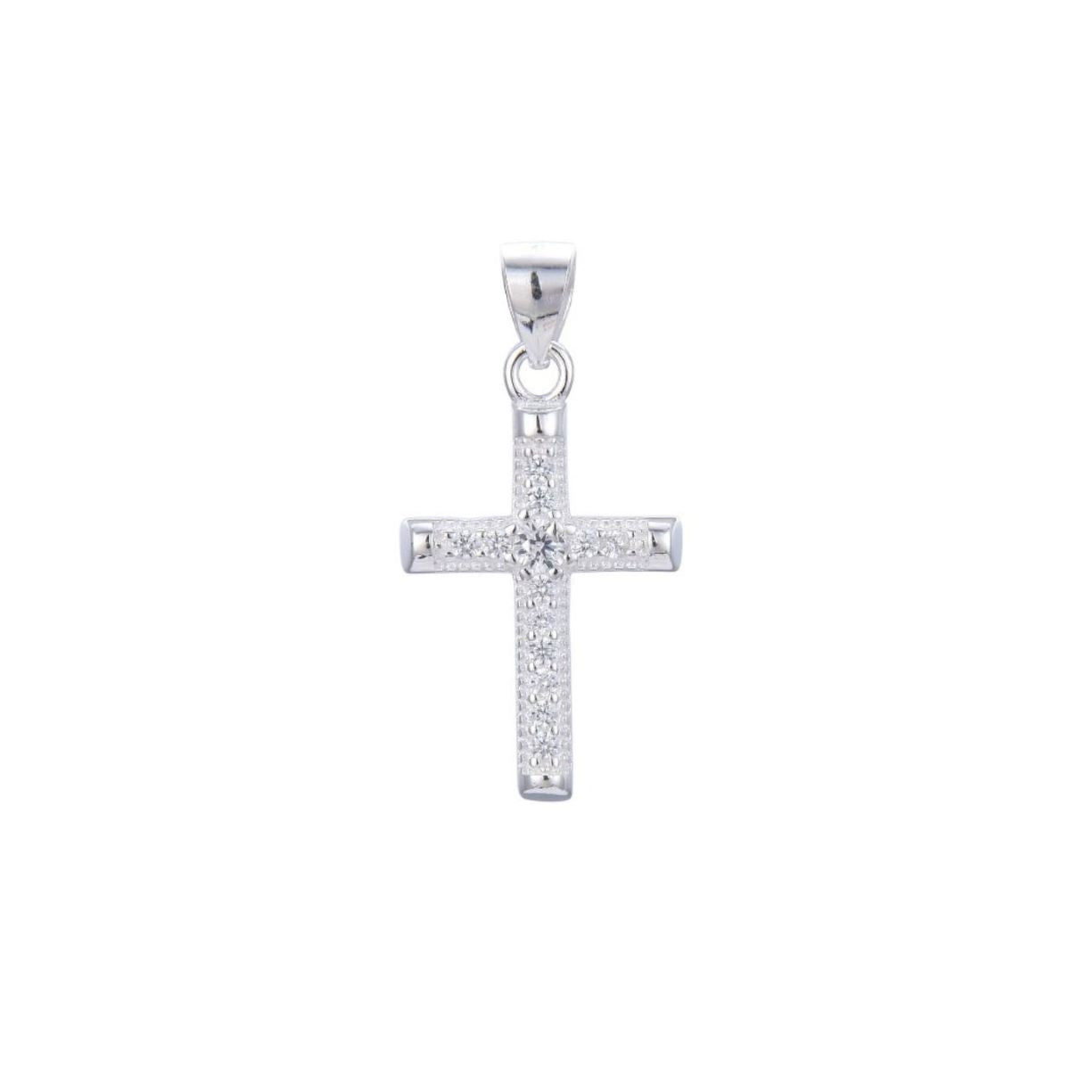 Dije Cruz con Cristales - Plata