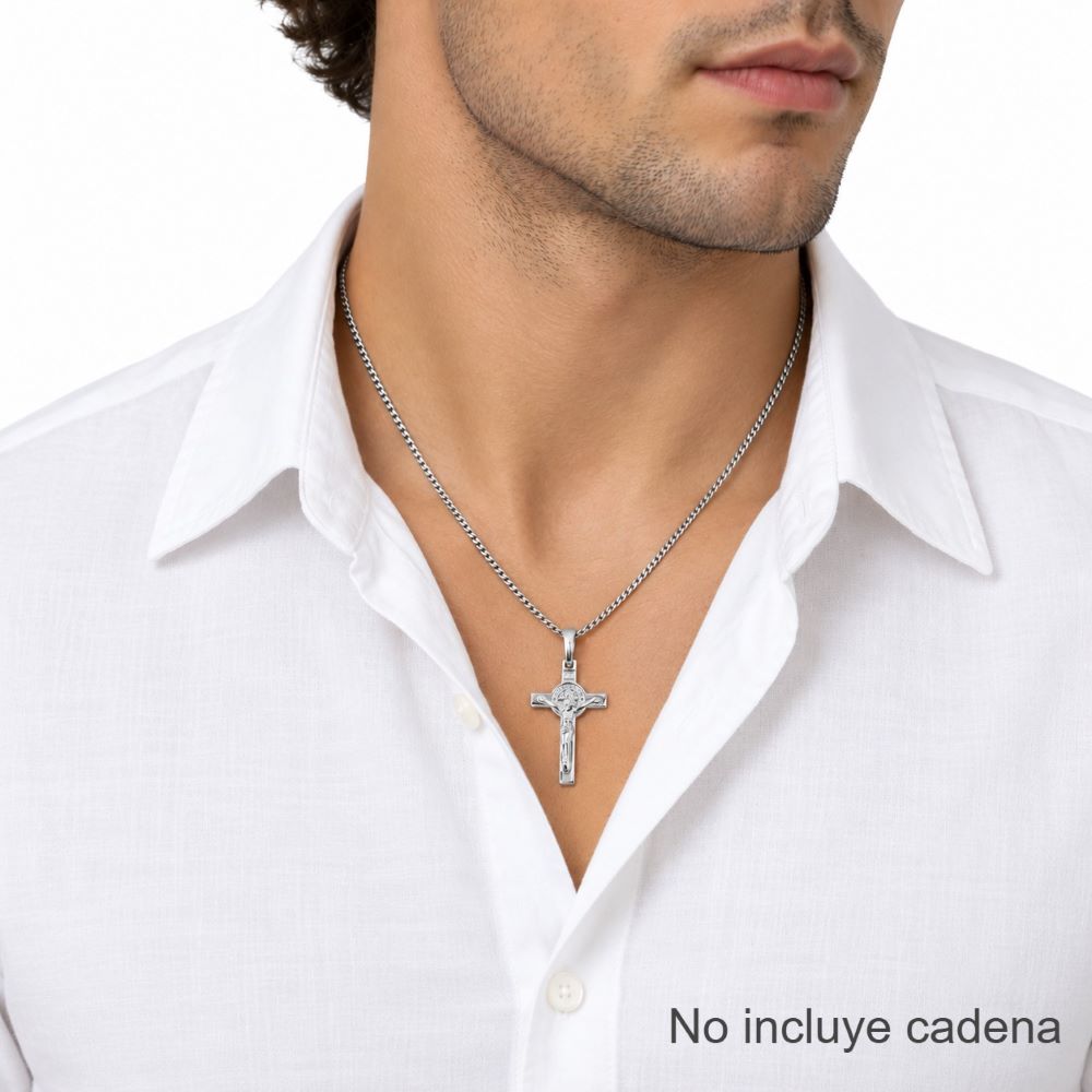 Dije Cruz Cristo San Benito - Plata