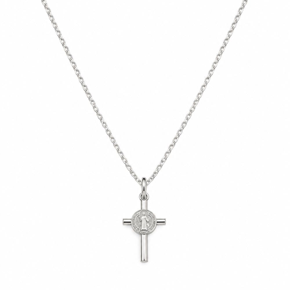 Dije Cruz Medalla de San Benito y Cadena - Plata