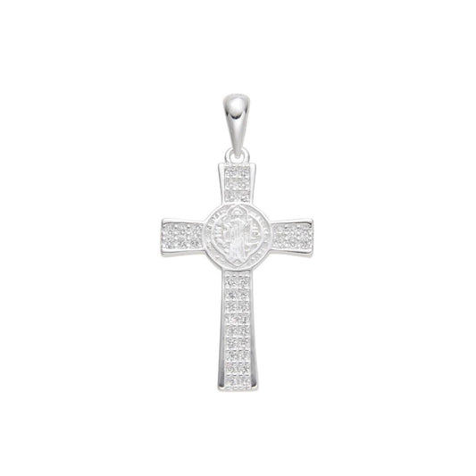 Dije Cruz San Benito Brillos - Plata