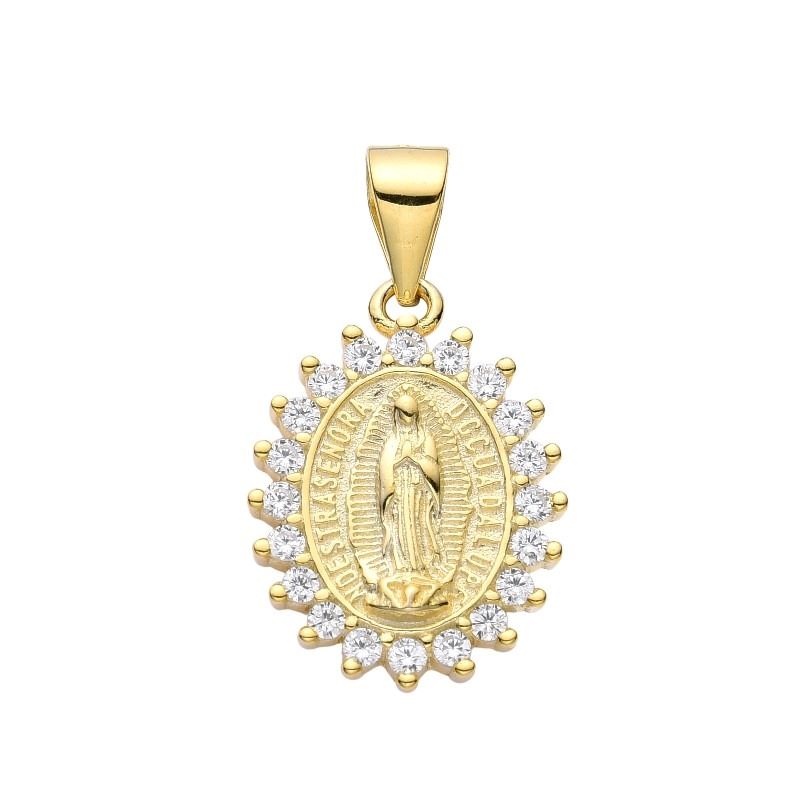 Dije Virgen de Guadalupe Brillos Dorado - Plata