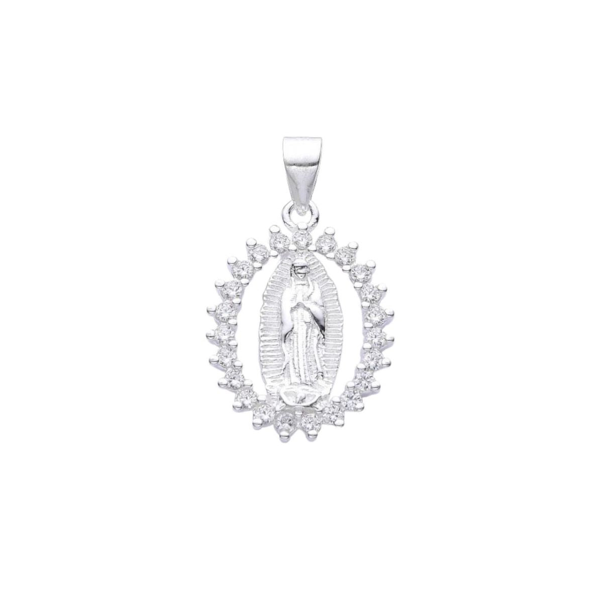 Dije Virgen de Guadalupe Brillos 15x18mm - Plata