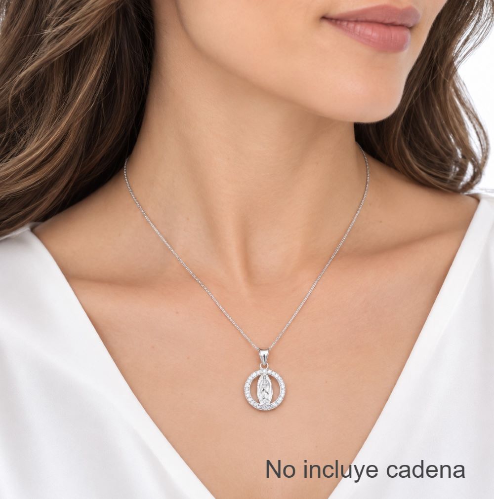 Dije Virgen de Guadalupe Brillos - Plata