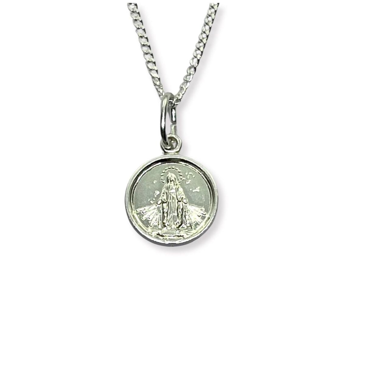 Dije Medalla Milagrosa 10mm y Cadena 40cm - Plata
