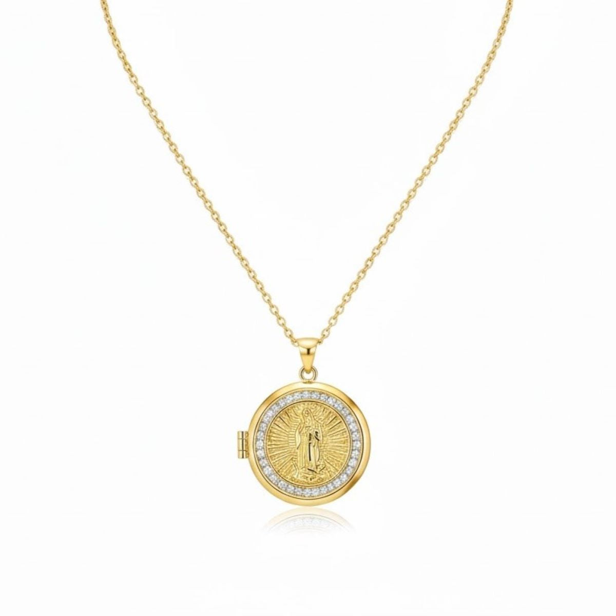 Dije Relicario Virgen de Guadalupe Dorado - Acero