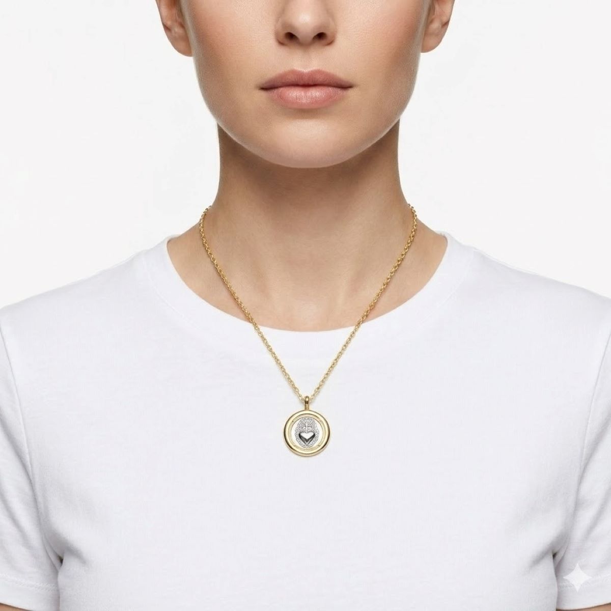 Collar Sagrado Corazón Detente Dorado  - Acero