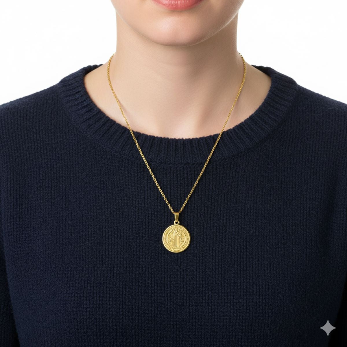 Dije de San Benito y Cadena - Acero