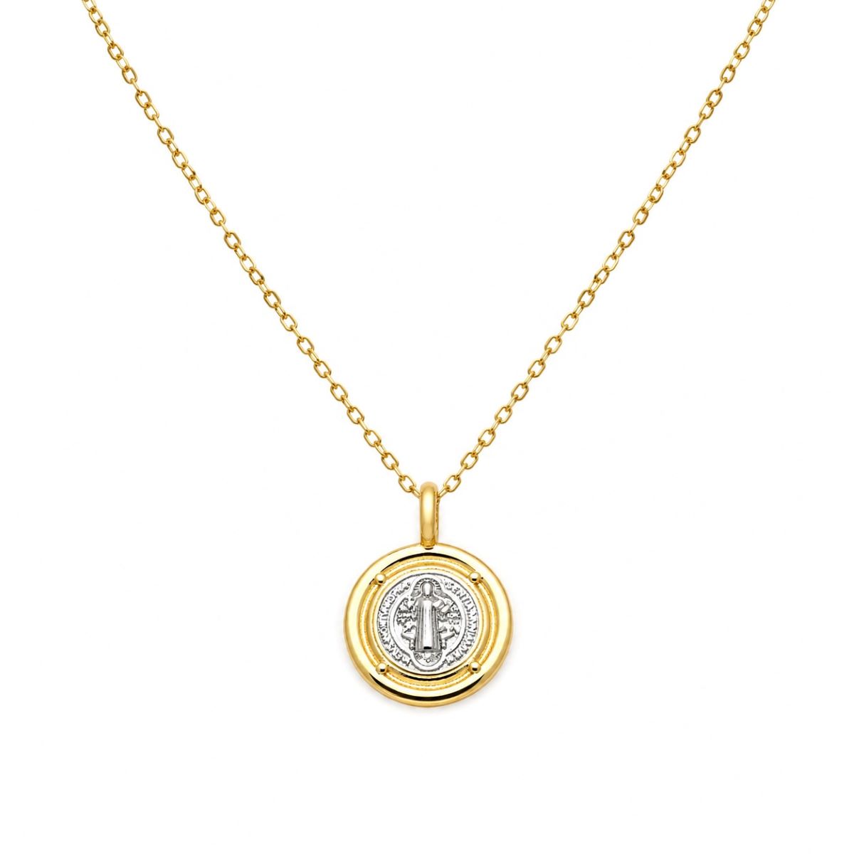 Collar Medalla de San Benito Dorado  - Acero