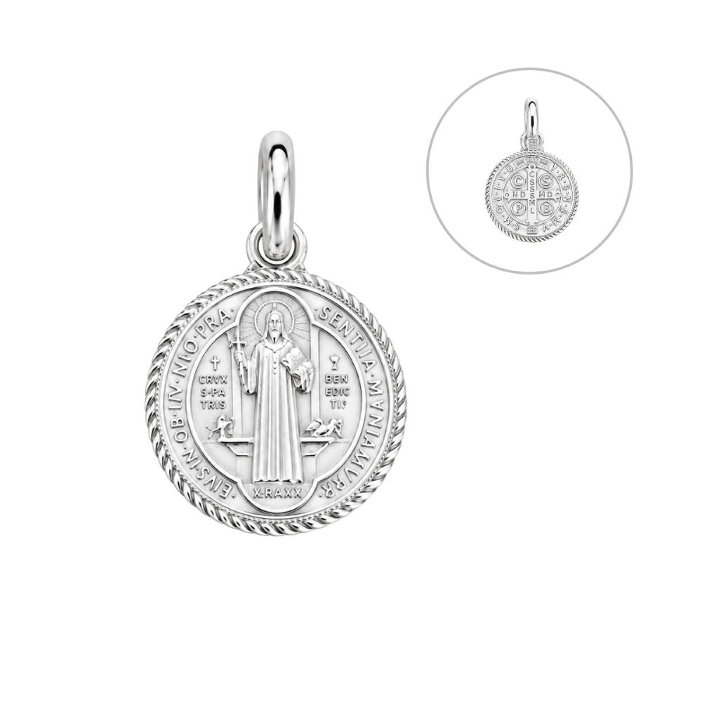 Dije Medalla de San Benito Soga - Plata