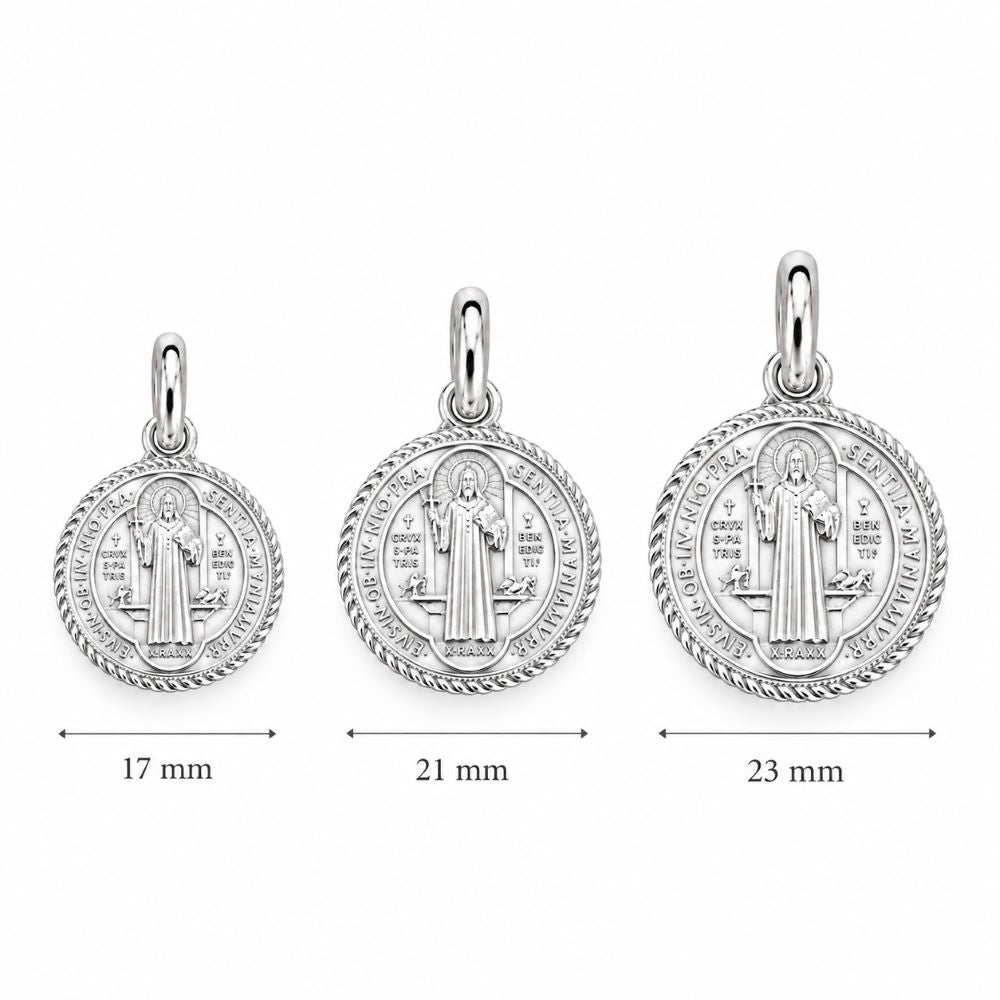 Dije Medalla de San Benito Soga - Plata