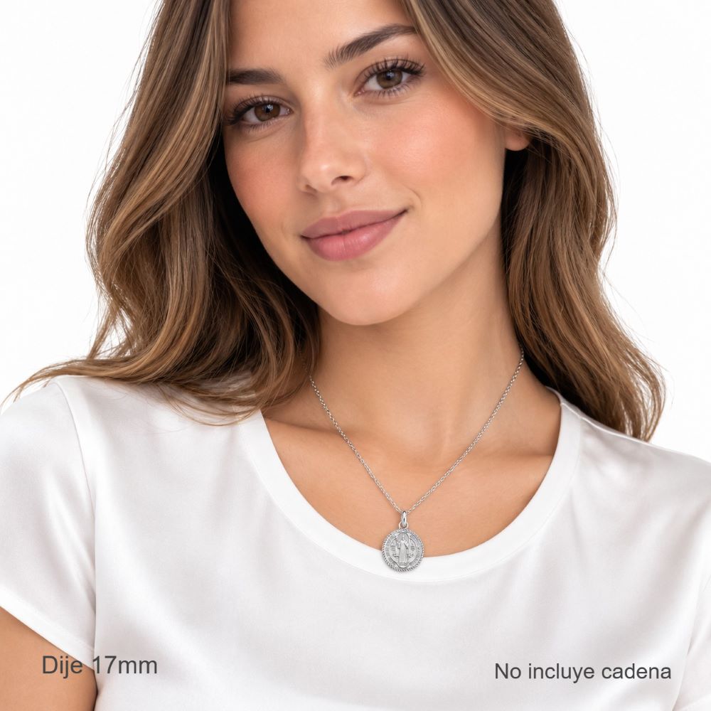 Dije Medalla de San Benito Soga - Plata