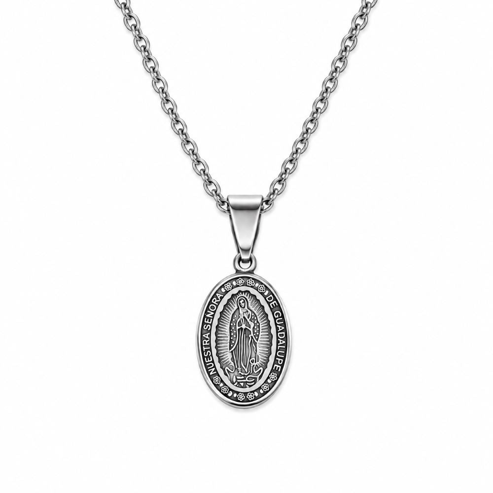 Dije Virgen de Guadalupe y Cadena - Acero