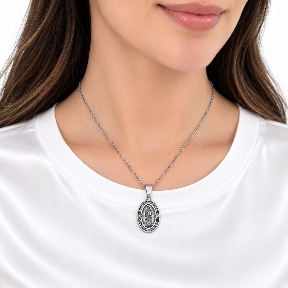 Dije Virgen de Guadalupe y Cadena - Acero