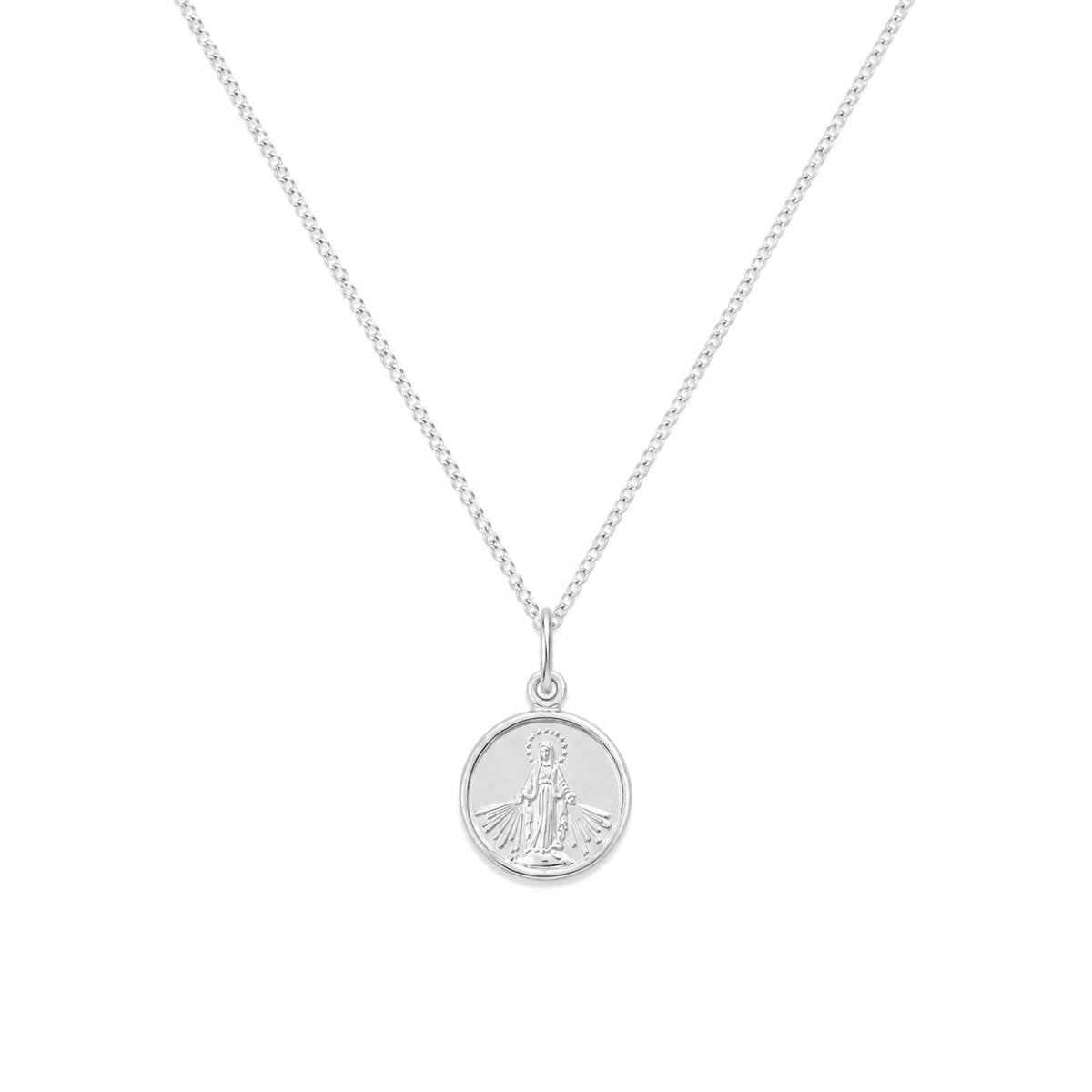 Dije Virgen de la Medalla Milagrosa 12mm y Cadena - Plata