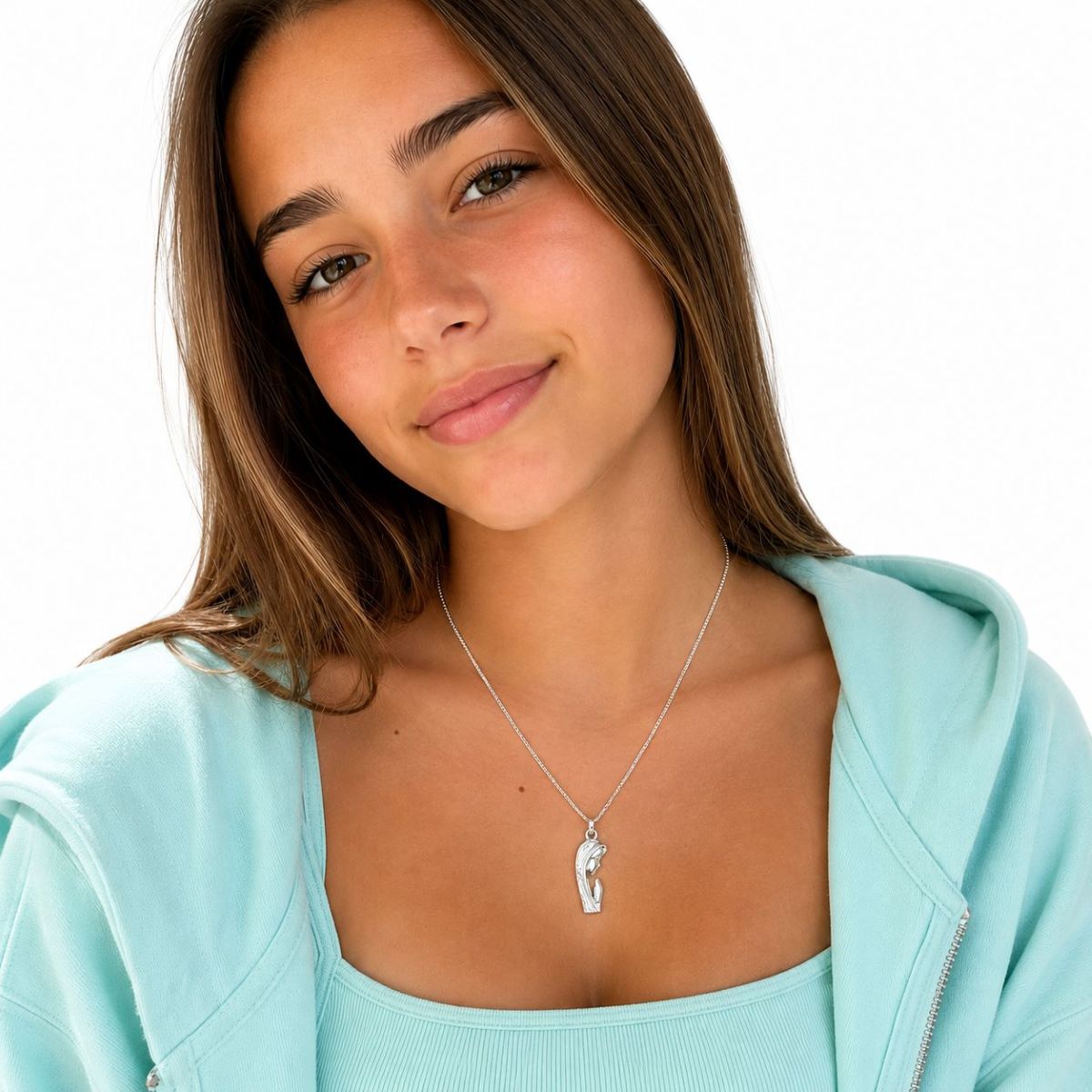 Collar Virgen Rezando - Plata