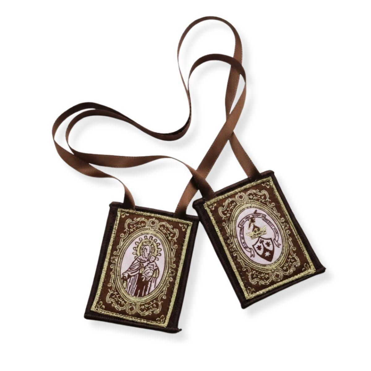 Collar Escapulario Virgen del Carmen - Marrón