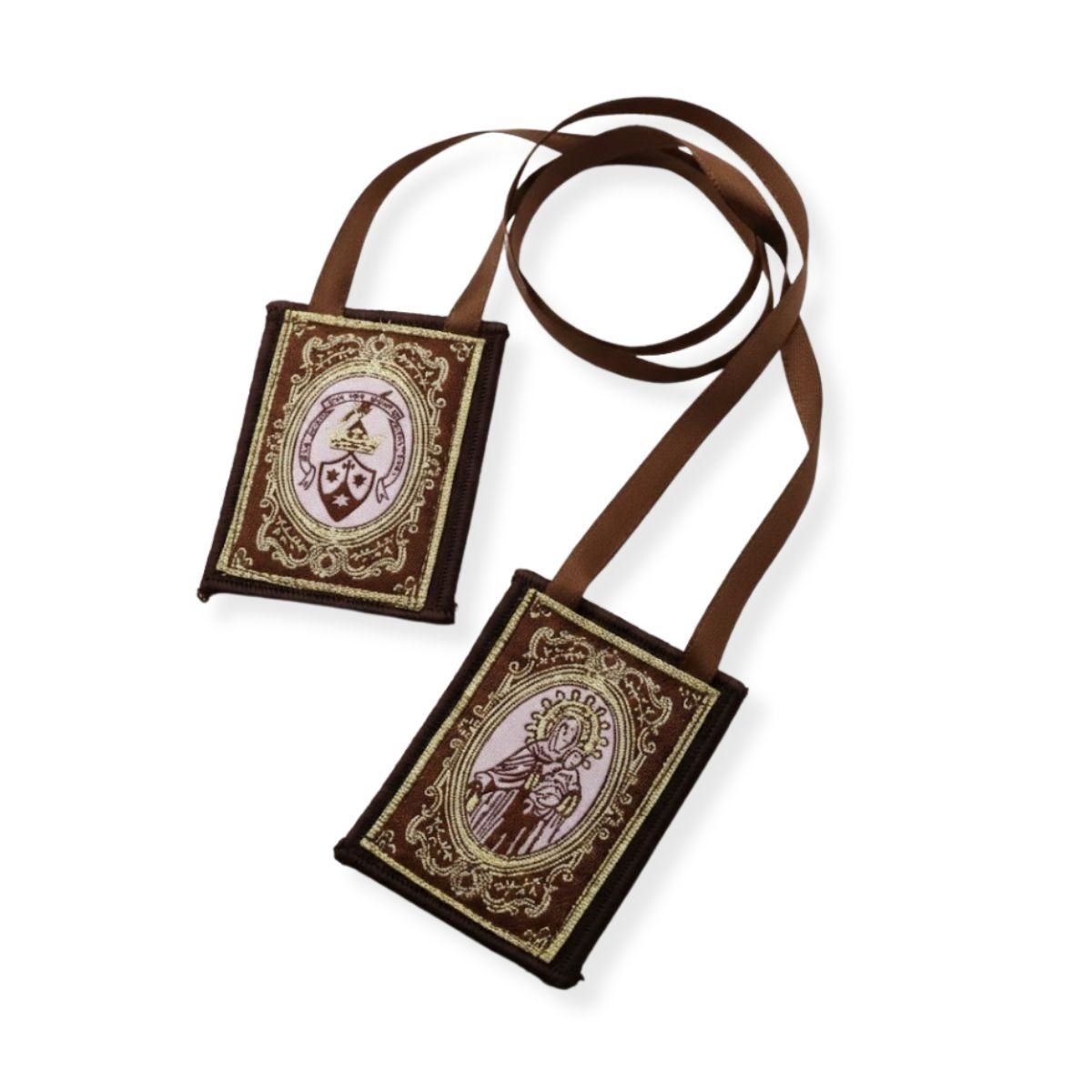 Collar Escapulario Virgen del Carmen - Marrón