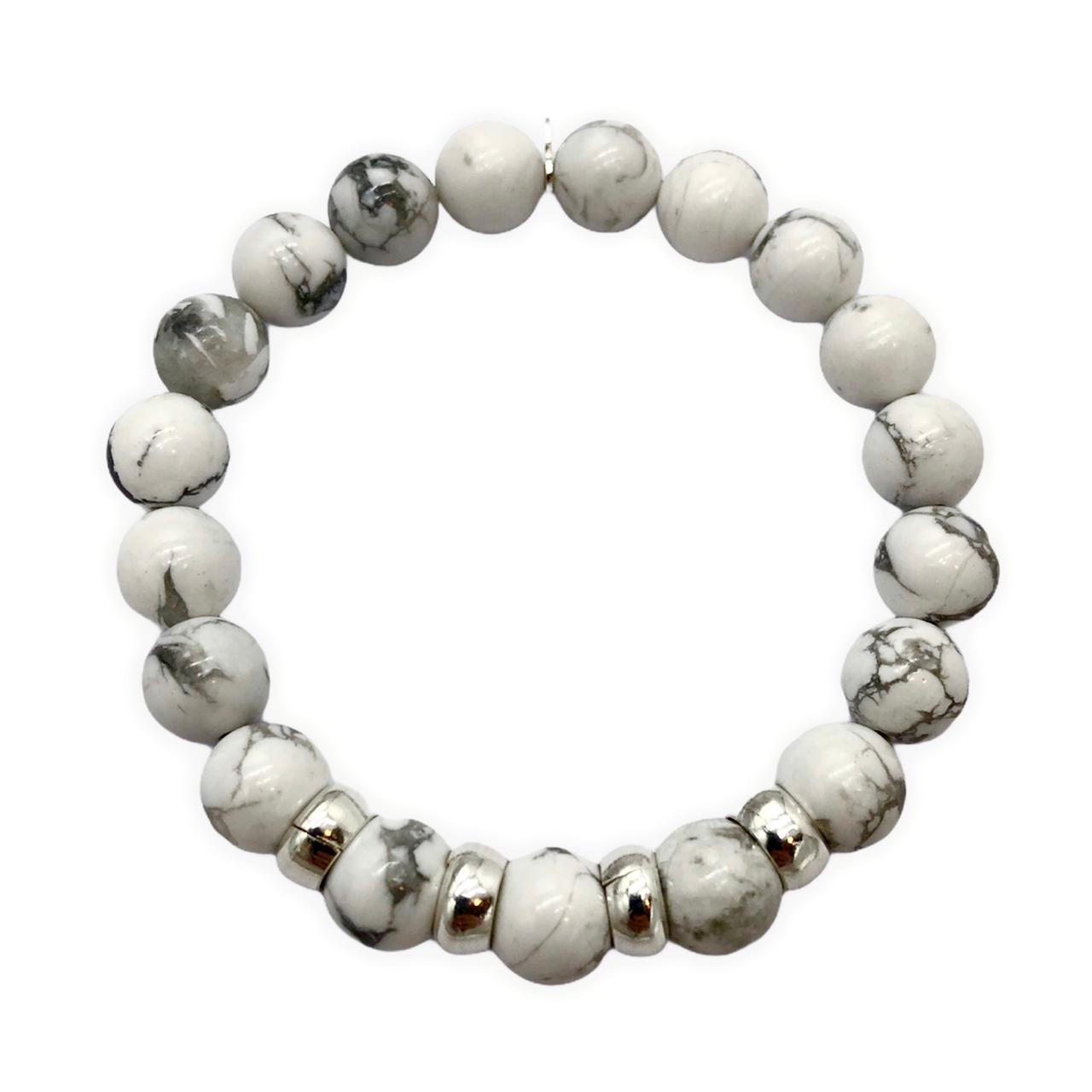 Pulsera Lucas - Howlita Blanca y Plata